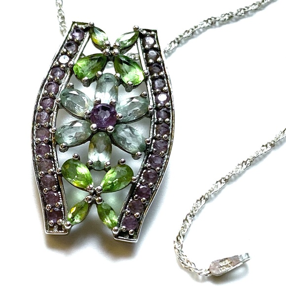 Ross-Simons Sterling Silver Vintage Multi Stone Necklace - Picture 3 of 6